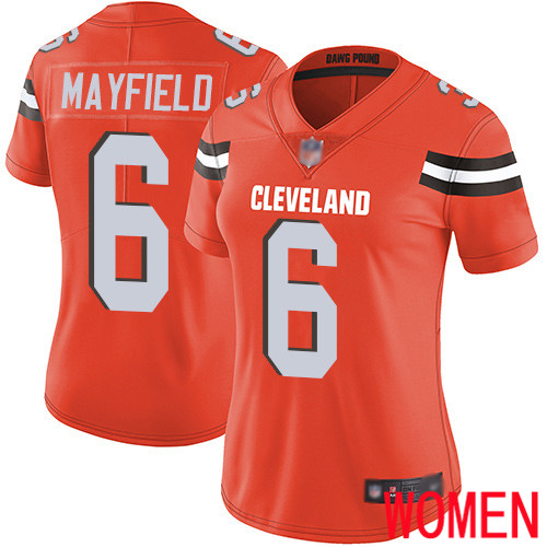 Cleveland Browns Baker Mayfield Women Orange Limited Jersey 6 NFL Football Alternate Vapor Untouchable